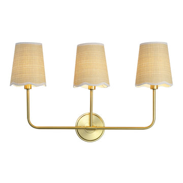 Lila Traditional Coastal Scalloped Fabric Shade/Metal LED Vanity Light